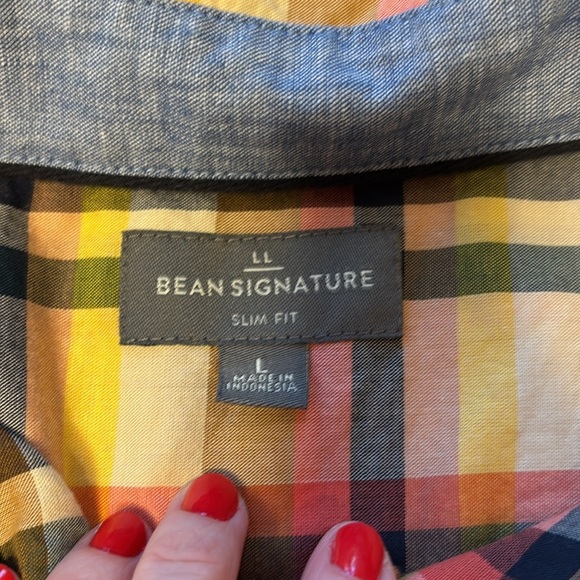 L.L. Bean Signature Men’s Shirt Slim Fit Plaid Button Down Size Large - Picture 6 of 6